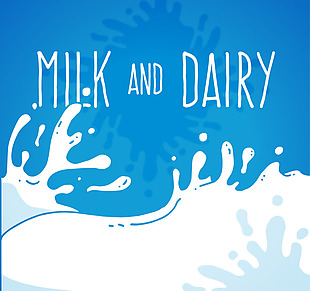 蓝色手绘喷溅牛奶插画