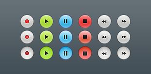 彩色圆形视频音乐播放按钮图标