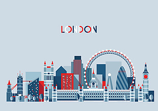 伦敦城市建筑矢量背景模板