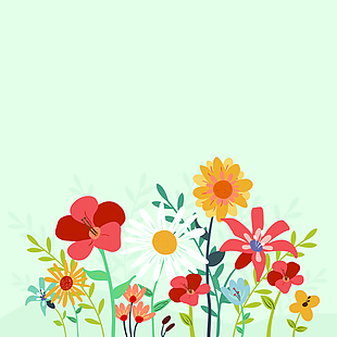彩色夏季花卉贺卡矢量背景