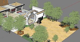 建筑院子sketchup模型