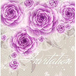 神秘紫色花朵浪漫婚礼矢量素材