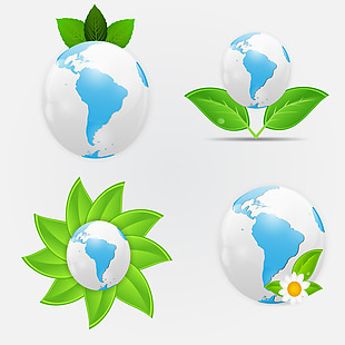 创意地球向日葵绿色环境保护相关矢量素材