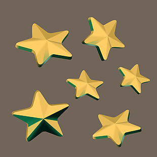 金色五角星矢量卡通装饰素材