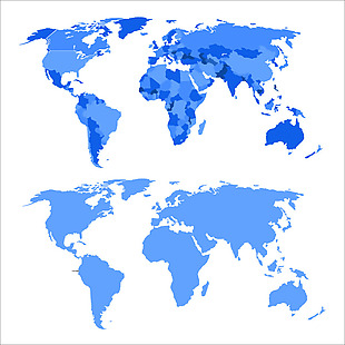 蓝色彩绘世界地图矢量素材