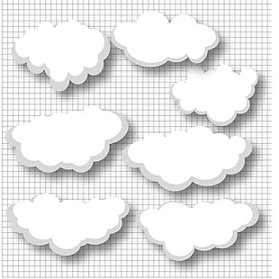 立体白云云朵矢量卡通装饰素材