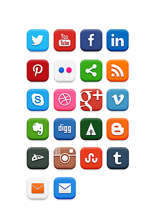 彩色立体社交多媒体icon图标设计