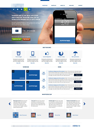 蓝色h5科技网站模板设计