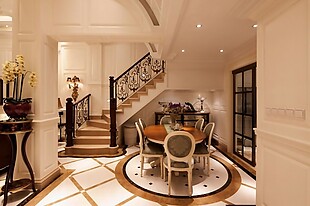 室内餐厅楼梯地砖现代豪华装修效果图