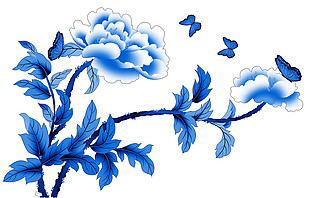 青花瓷花纹蝴蝶素材图片