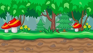 森林里的蘑菇插画