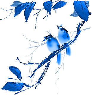 青花瓷喜鹊树枝花纹素材图片