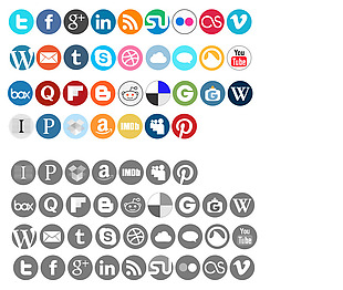 圆形网页社交多媒体图标设计