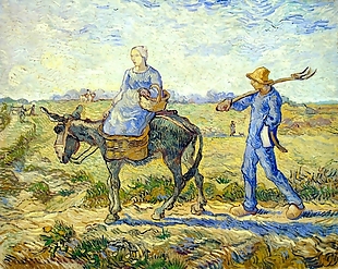 欧式现代麦田里地农夫和男人油画装饰画