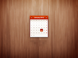 木板上的红色日历部件素材
