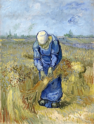 欧式现代后印象纯手绘梵高捆麦子的人油画