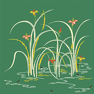 绿色水仙花花纹背景图