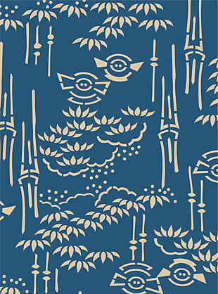 蓝色竹子元素背景图