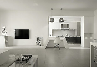 现代简约风室内设计白色客厅效果图