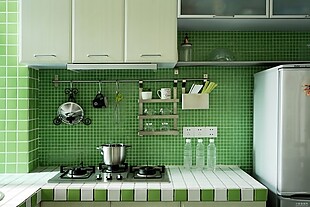 简约风室内设计厨房绿色调效果图