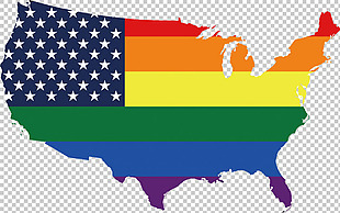 美国地图彩色旗帜免抠png透明图层素材