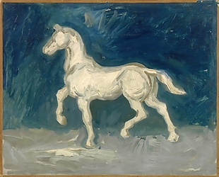 美式抽象卧室壁画装饰画马的石膏像