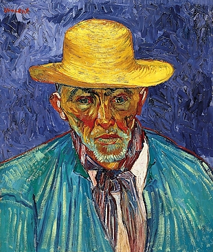 一个戴黄色帽子的老人梵高油画客厅装饰画