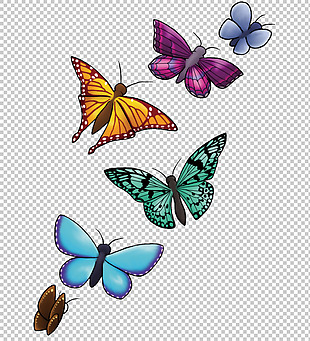 彩色蝴蝶文身图案免抠png透明图层素材