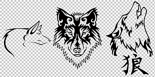 野狼图案纹身免抠png透明图层素材
