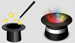 彩色手绘魔术帽免抠png透明图层素材