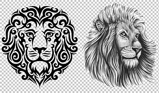 狮子纹身图案免抠png透明图层素材
