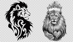 狮子纹身图案免抠png透明图层素材