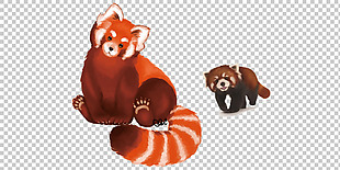 红色毛发小熊猫免抠png透明图层素材
