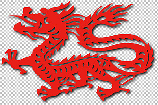 红色剪纸中国龙免抠png透明图层素材