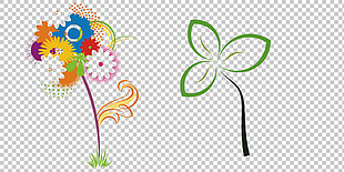 手绘彩色抽象装饰花朵免抠png透明素材