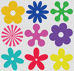 各种彩色抽象装饰花朵免抠png透明素材