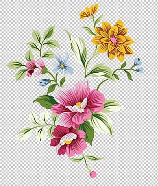 手绘漂亮装饰花朵免抠png透明图层素材