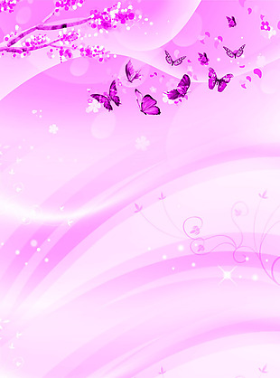 紫色花朵蝴蝶梦幻背景