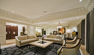 高贵典雅简洁明亮客厅设计效果图