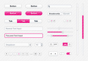 粉色网页按钮滚动条分页导航勾选框下拉菜单