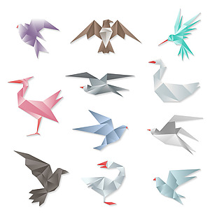 折纸小鸟图标元素