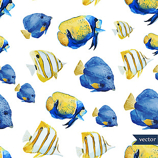 水彩绘热带鱼插画