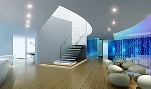 现代简约科技感室内楼梯地板效果图