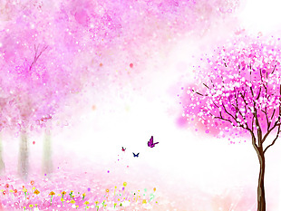 紫色浪漫花树背景