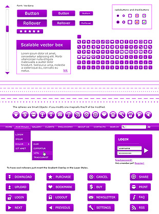 紫色按钮导航社交多媒体图标导航栏热门标签