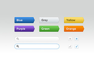 网页彩色按钮搜索框标签素材