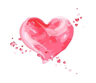 粉色立体卡通情人节手绘水彩爱情矢量素材