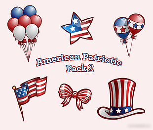 美国旗帜气球蝴蝶结帽子图标