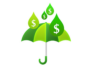 绿色金钱雨滴和雨伞icon图标