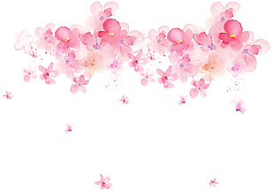漂浮水彩粉色花朵png元素